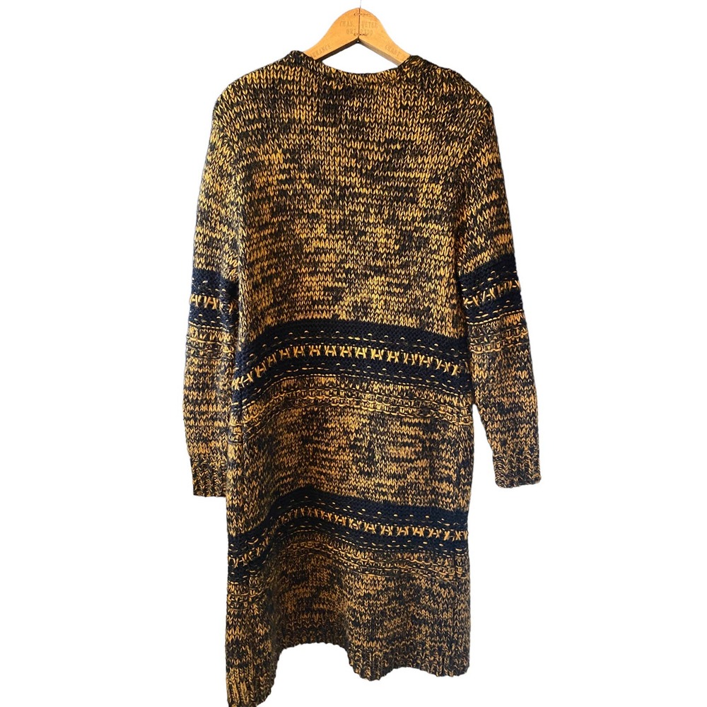 Topshop Marled Mustard and Navy Long Cardigan - Picture 3 of 6